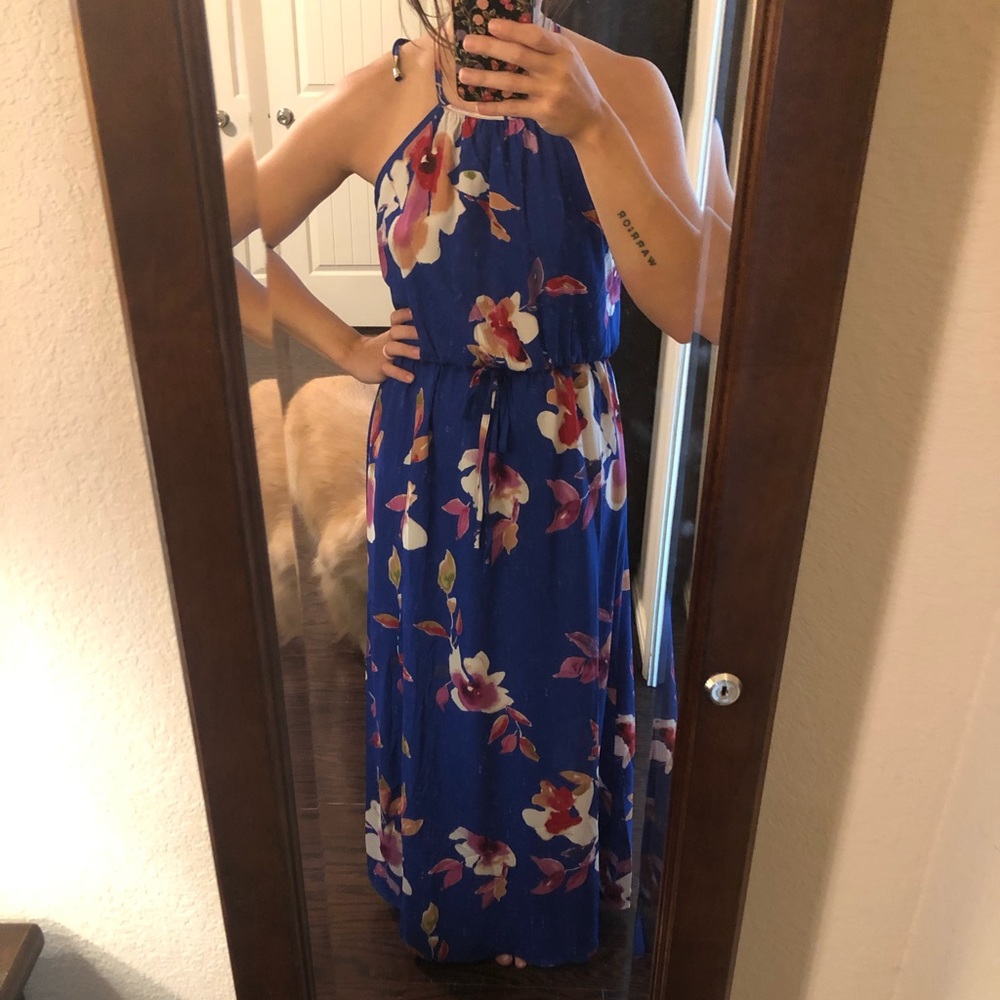 Blue floral maxi dress